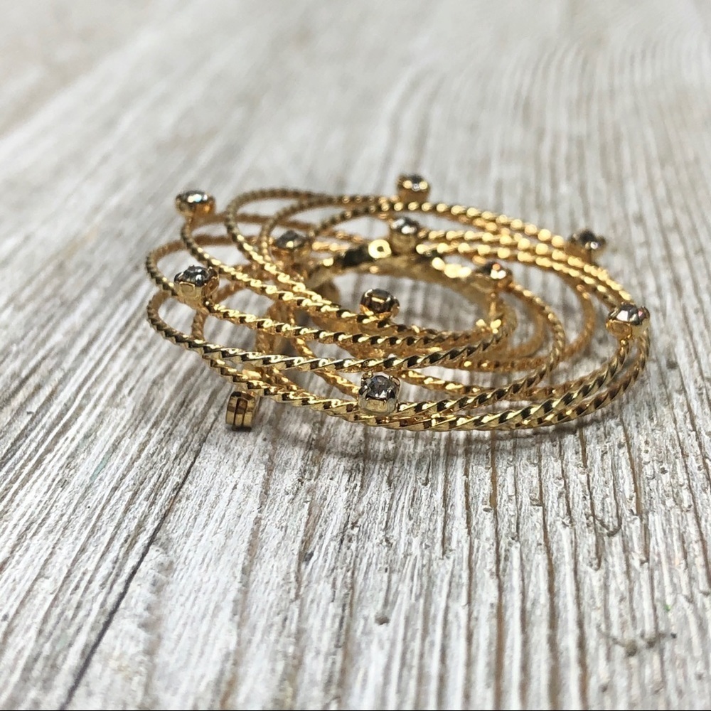 Vintage Circle Pin Overlapping Rope Rhinestone - Picture 8 of 10